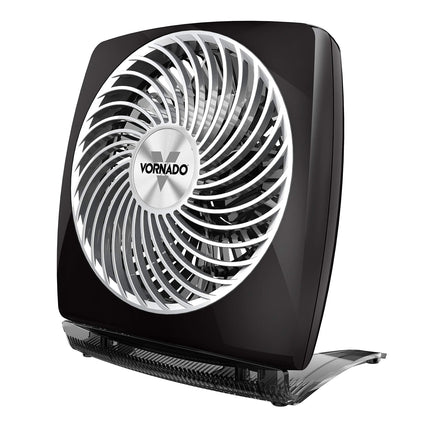 Black Vornado fan on a white background