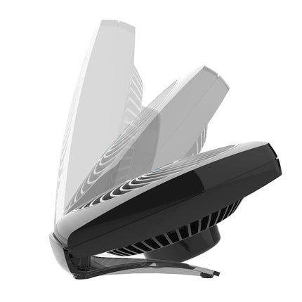 Black portable fan on a white background