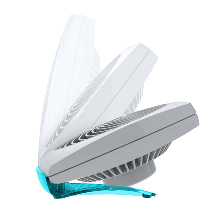 Gray and blue fan on a white background