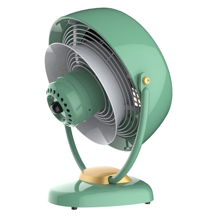 Green vintage-style fan on a white background