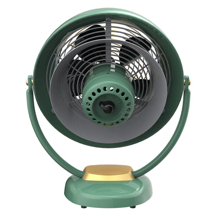 Green vintage-style fan on a white background