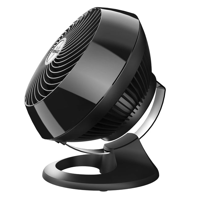 Black desk fan on a white background