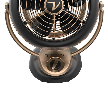 Black and bronze fan with 'Vornado' branding on a white background