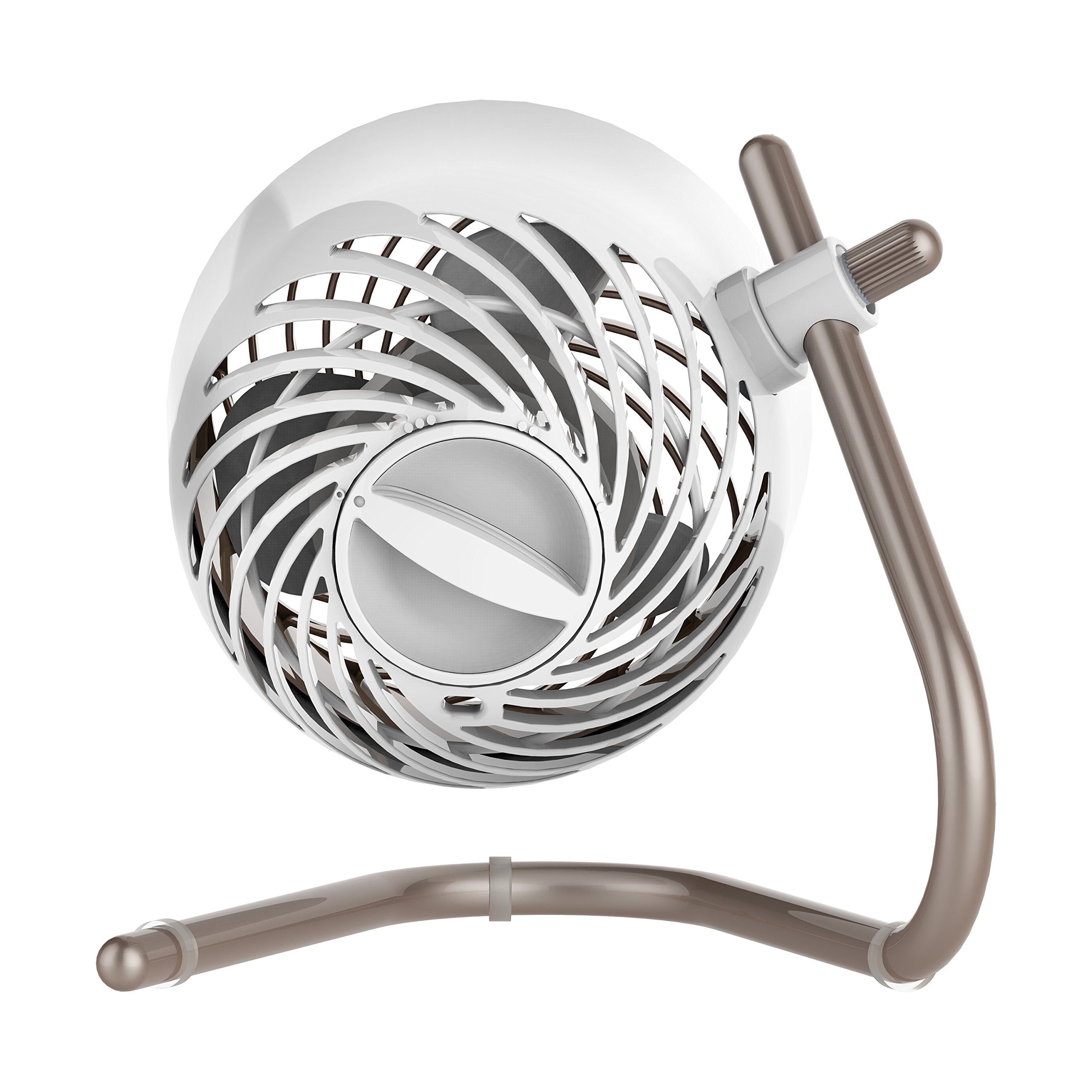 Fan with a chrome base on a white background