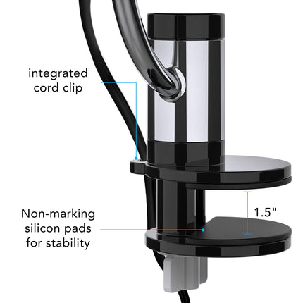 Clamp system for the Vornado clip on fan with text explaining its features