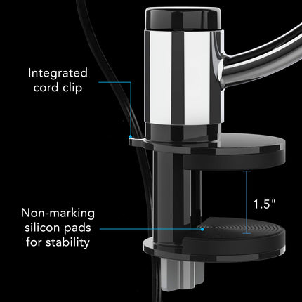 A clip of a fan with descriptions of different parts on a black background