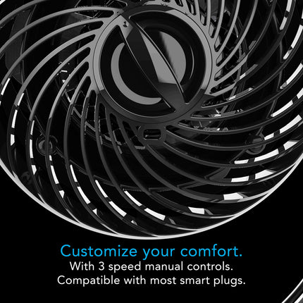 The dial for the back of a fan with a description covering the speed settings on a black background