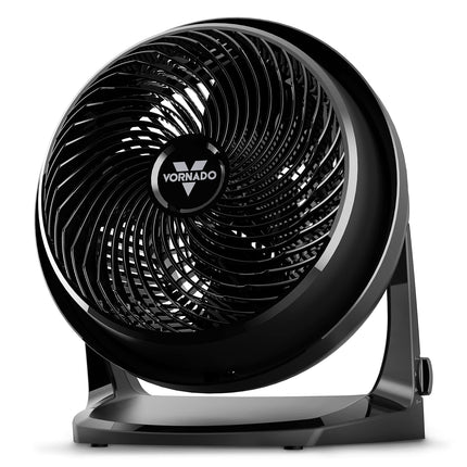 Black Vornado fan on a white background