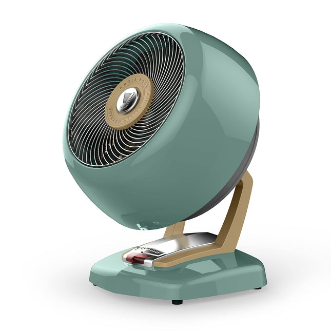 Teal and gold heater on a white background