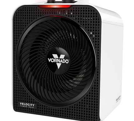 Vornado heater with black fan and white casing on a white background