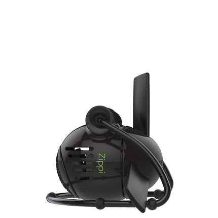 Black fan with 'Zippi' branding on a white background