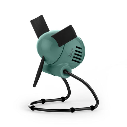 Teal Zippi with black accents on a white background