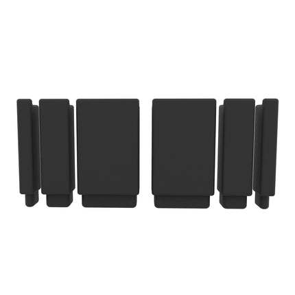 Set of black rectangular foam blocks on a white background
