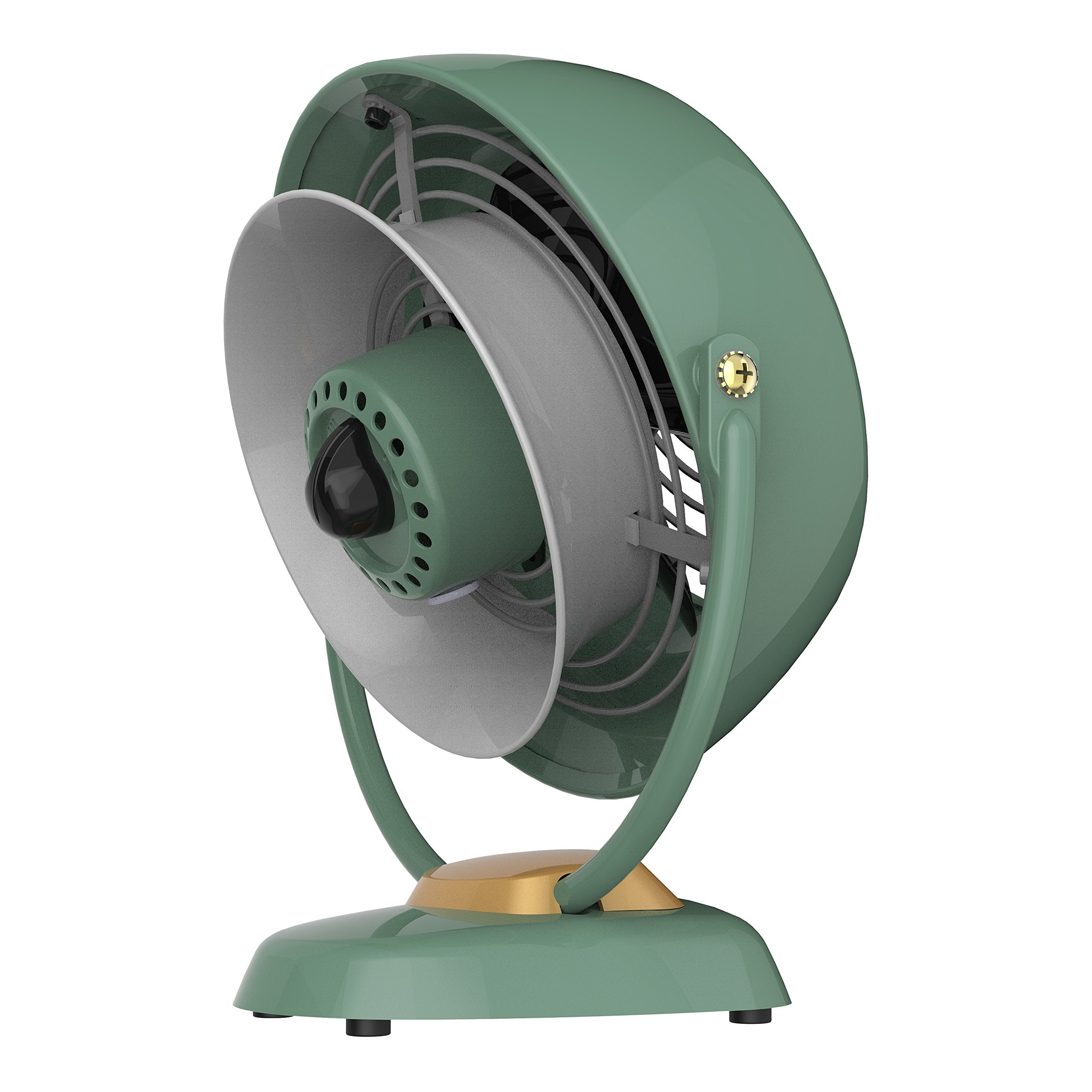 Green vintage-style fan on a white background