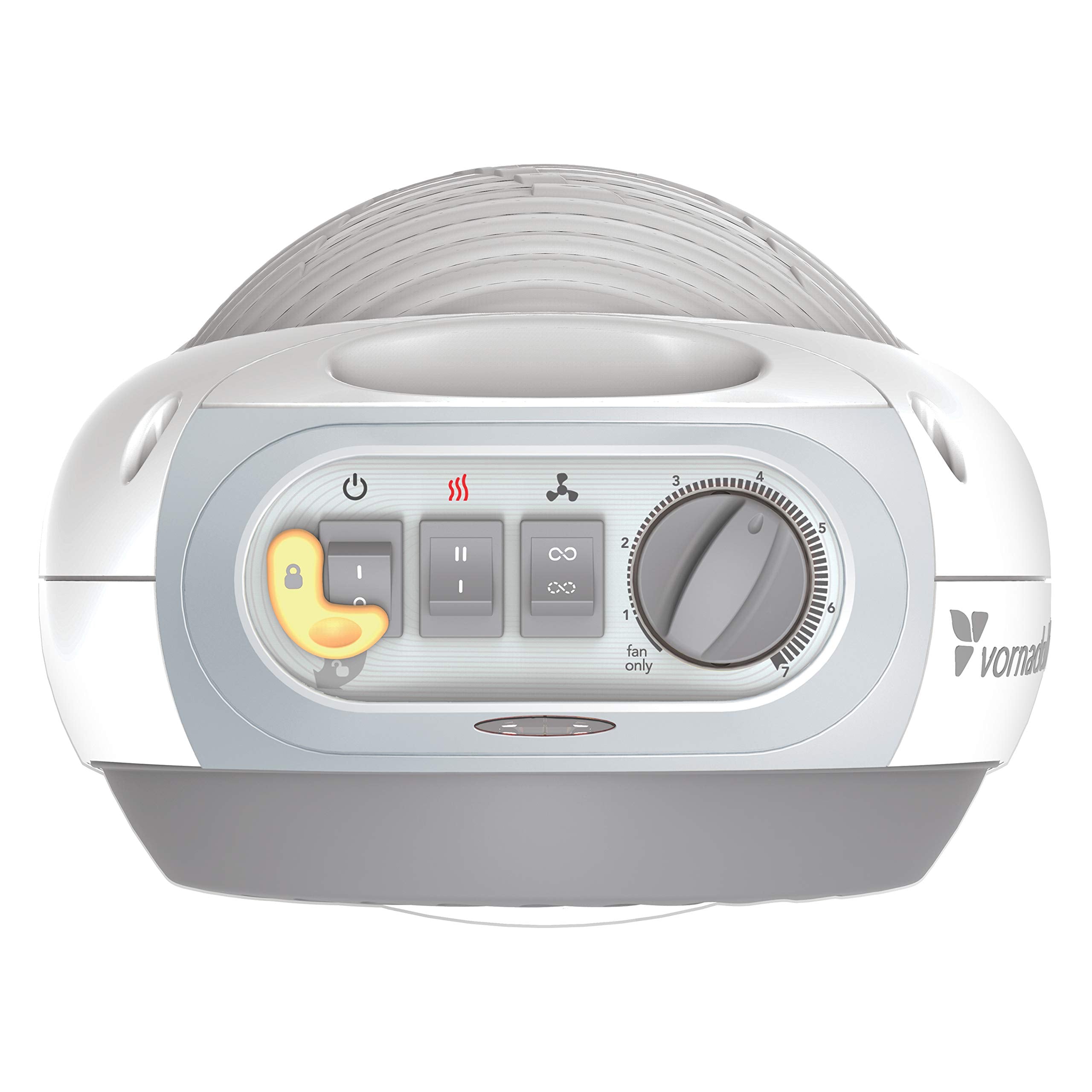 top view of a Vornado space heater on a white background
