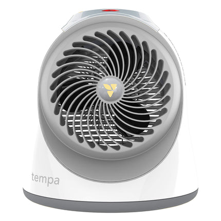 Portable heater with 'tempa' branding on a white background