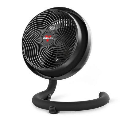 Black Vornado fan on a white background
