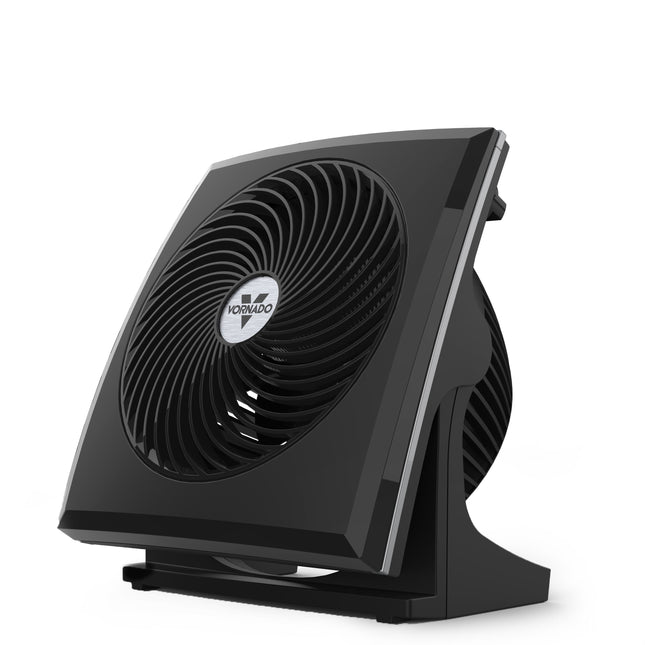 Black fan with 'Vornado' logo on a white background