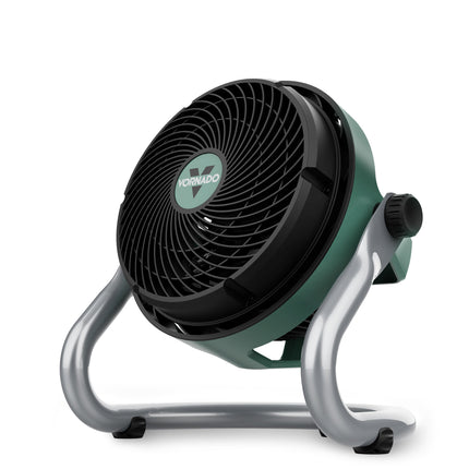Green and black fan with 'Vornado' logo on a white background