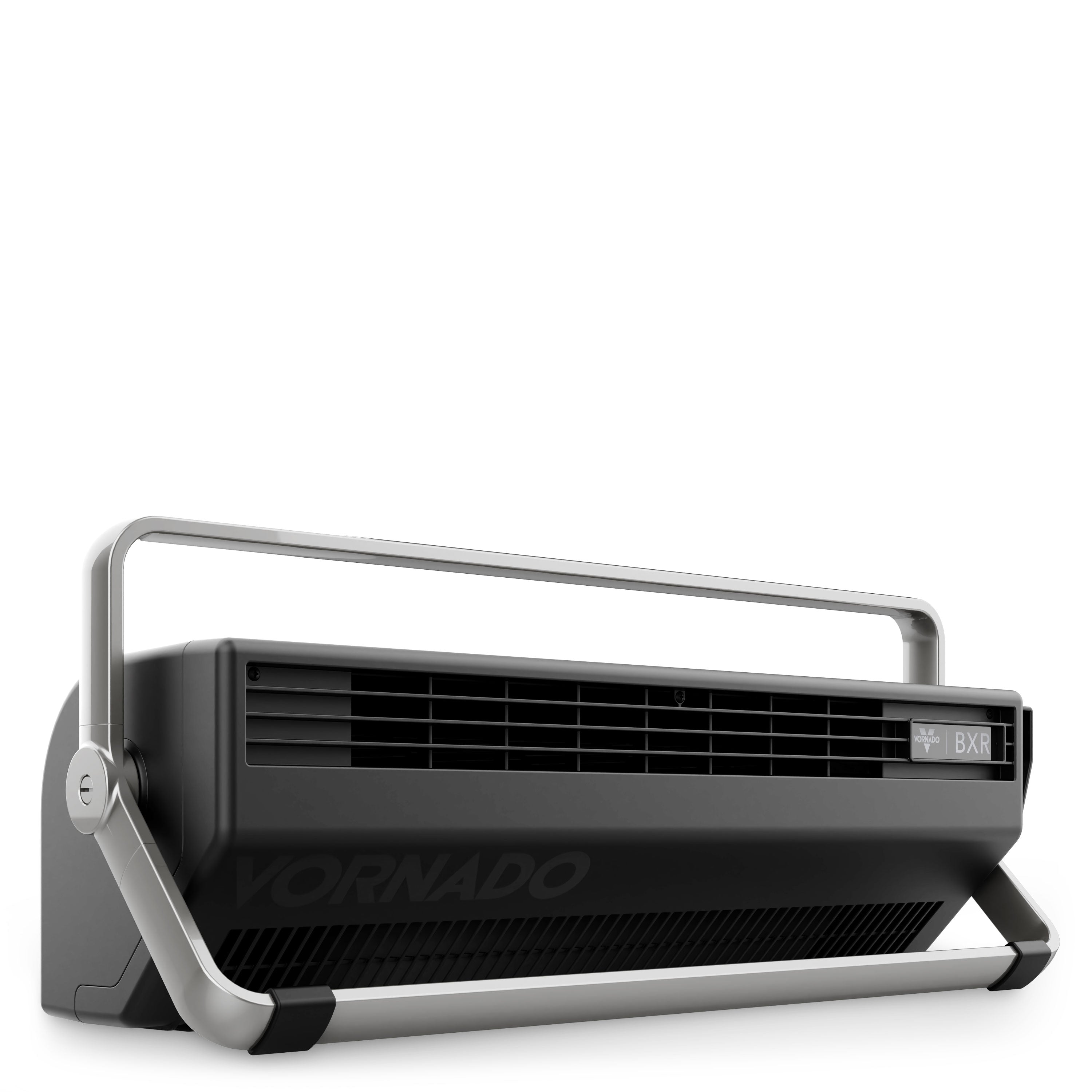Black air circulator on white background