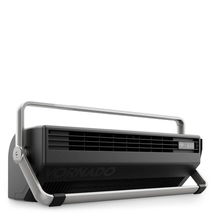 Black air circulator on white background