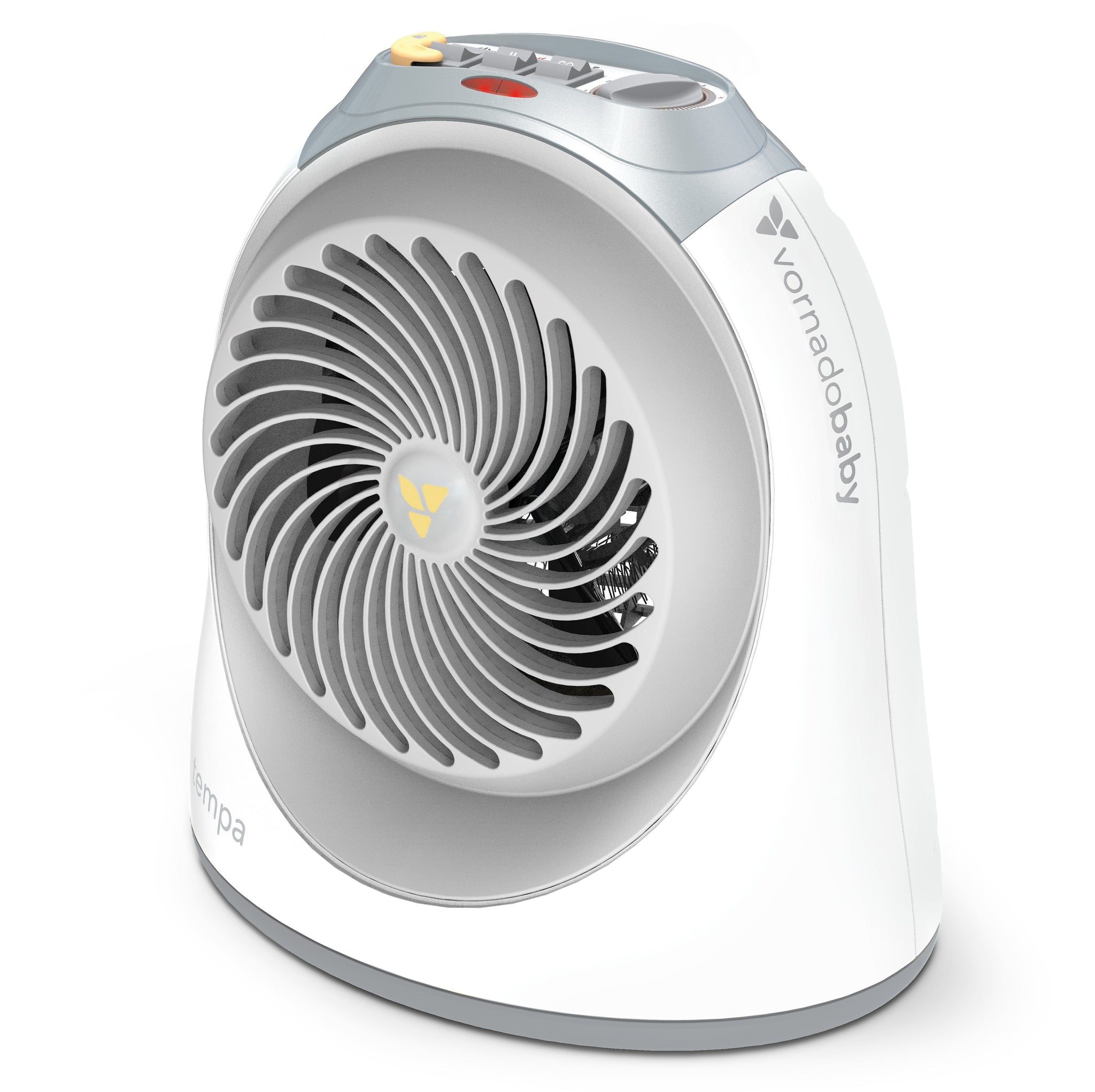 Portable space heater with visible brand logo on a white background