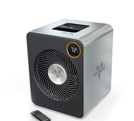 Vornado space heater with digital display on a white background