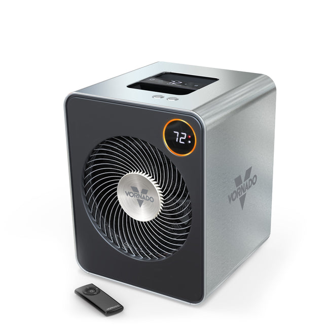 Vornado space heater with digital display on a white background