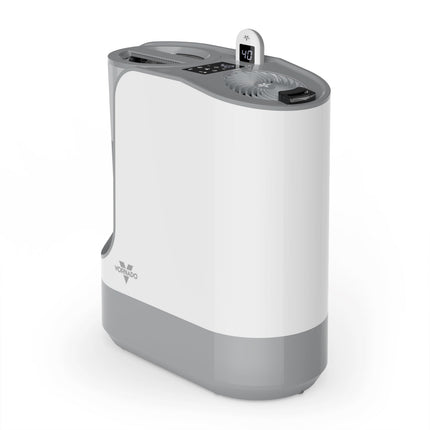 White and gray Humidifier with digital display on a white background