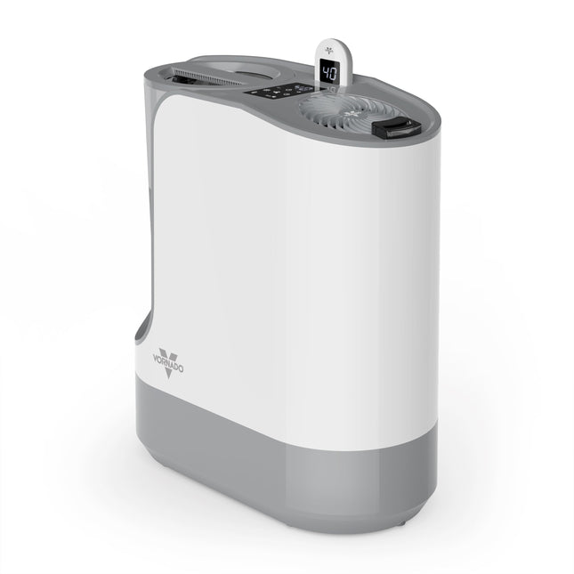 White and gray Humidifier with digital display on a white background