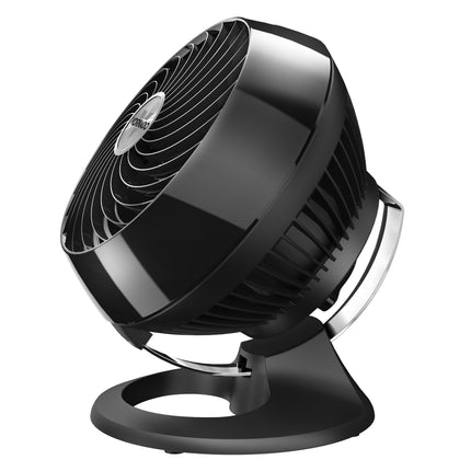 Black desk fan on a white background