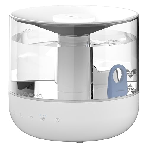 White humidifier with clear water tank on a white background