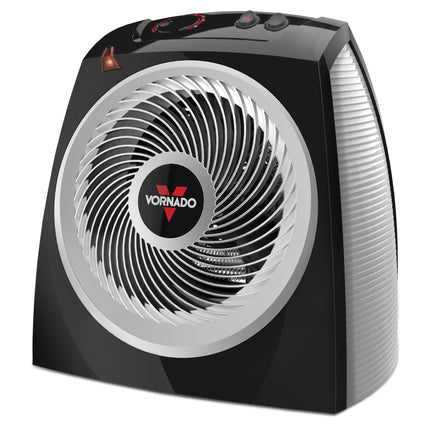 Black Vornado heater on a white background