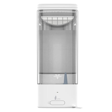 White humidifier with digital display on a white background