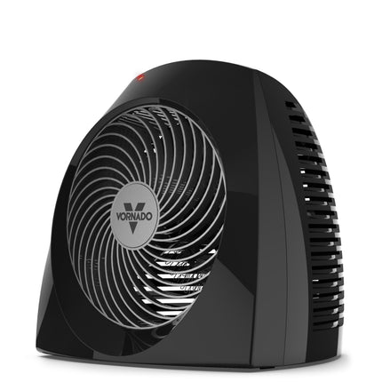 Black Vornado heater on a white background