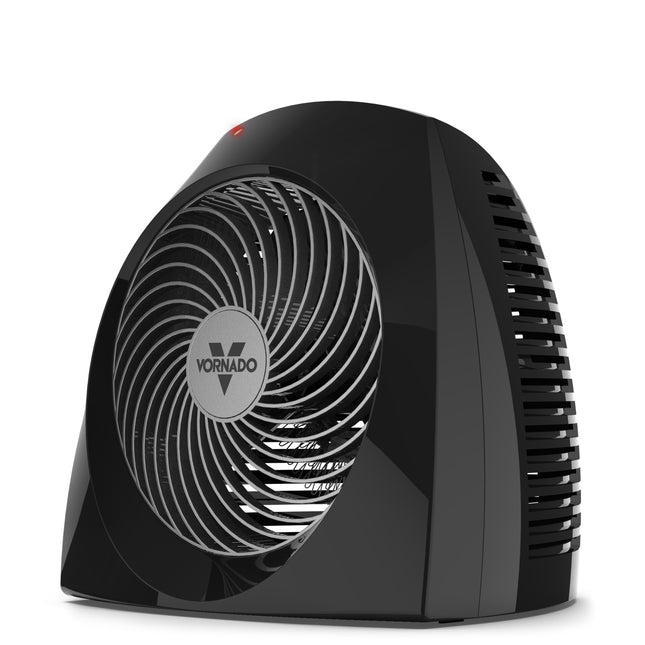 Black Vornado heater on a white background