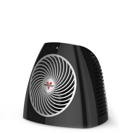 Black Vornado portable heater on a white background