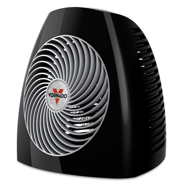 Black Vornado heater on a white background
