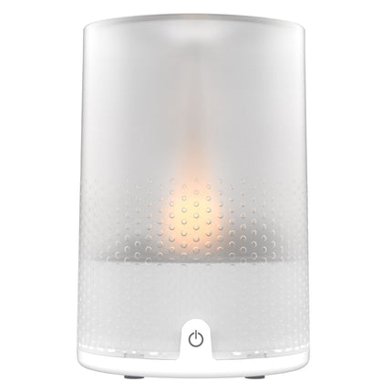 White humidifier with a power button on a white background