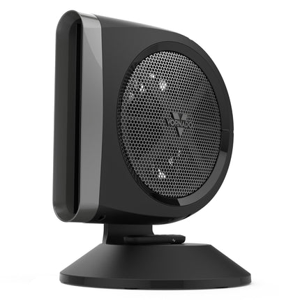 Black blower fan with a honeycomb pattern on a white background