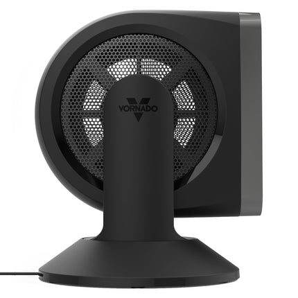 Black Vornado fan on a white background