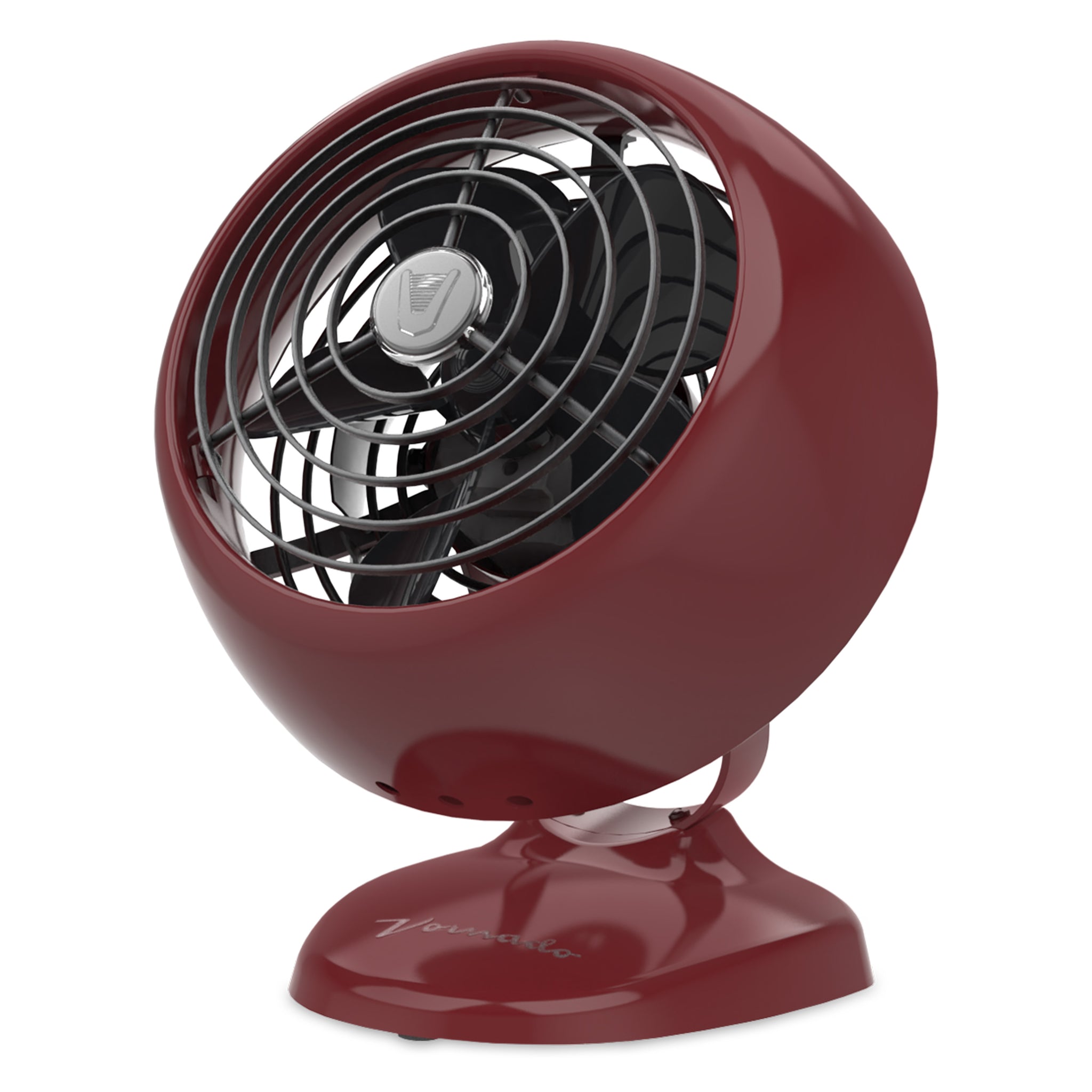 Red vintage-style fan on a white background