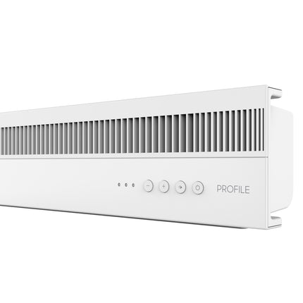 White electronic device with control buttons on a white background