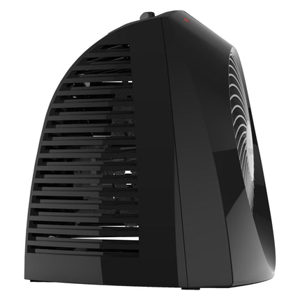 Black portable heater on a white background