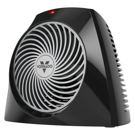 Black Vornado heater on a white background