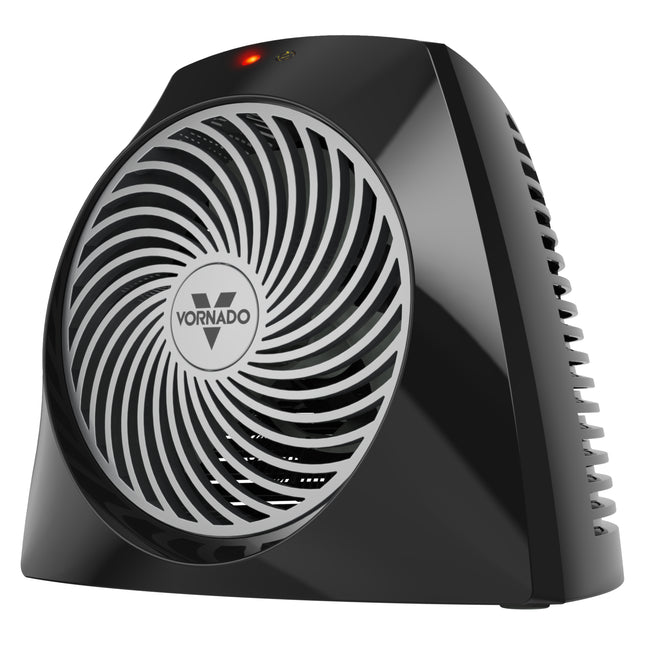 Black Vornado heater on a white background