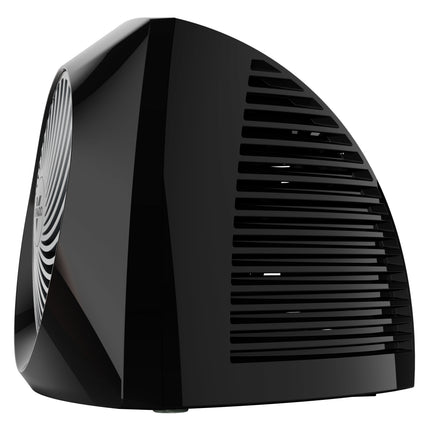 Black space heater on a white background