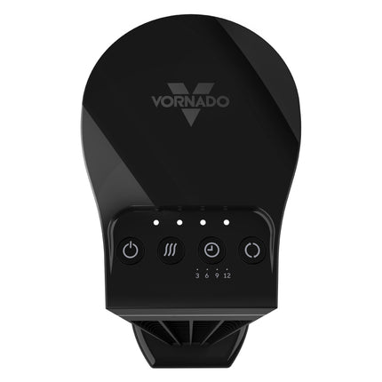 Black tower fan on a white background top view