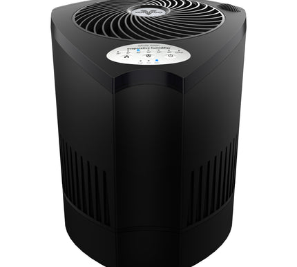 Black evaporative humidifier on a white background