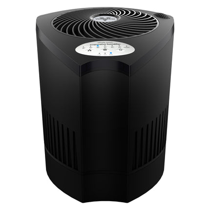 Black evaporative humidifier on a white background